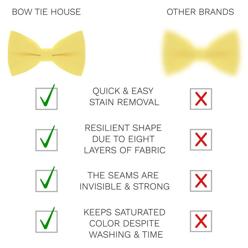 Bow Tie House Men's Classic Pre-Tied Bow Tie Formal Solid Tuxedo (Large, Lemon) - Image 3